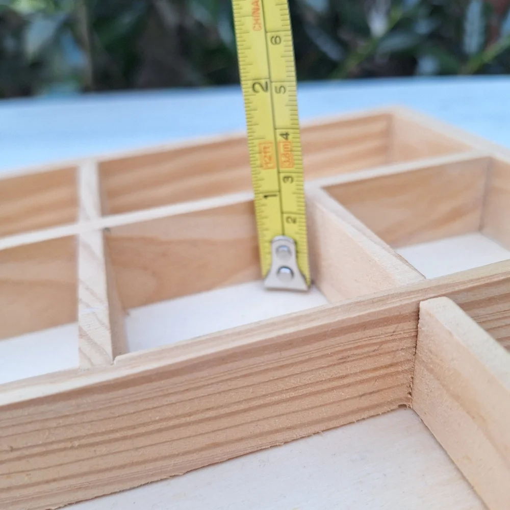 Mini Wood Shadow Box Wall Hanging Display 7x7x 1 inch deep wooden divided - Picture 5 of 14